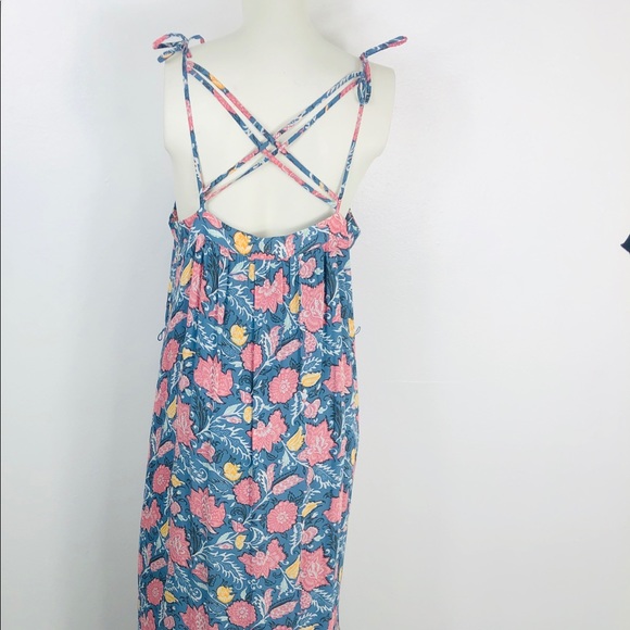 LOFT Floral Print Maxi Dress With X Strap Back - Picture 3 of 7